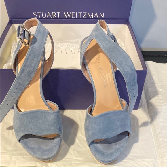 Stuart Weitzman Blue Suede Women's Sandals - Picture 1 of 6